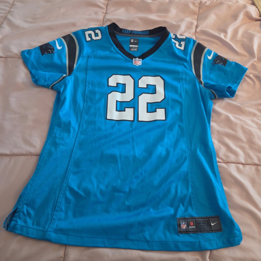 Nike Carolina Panthers Christian McCaffrey 22 NFL Jersey Blue Womens Large